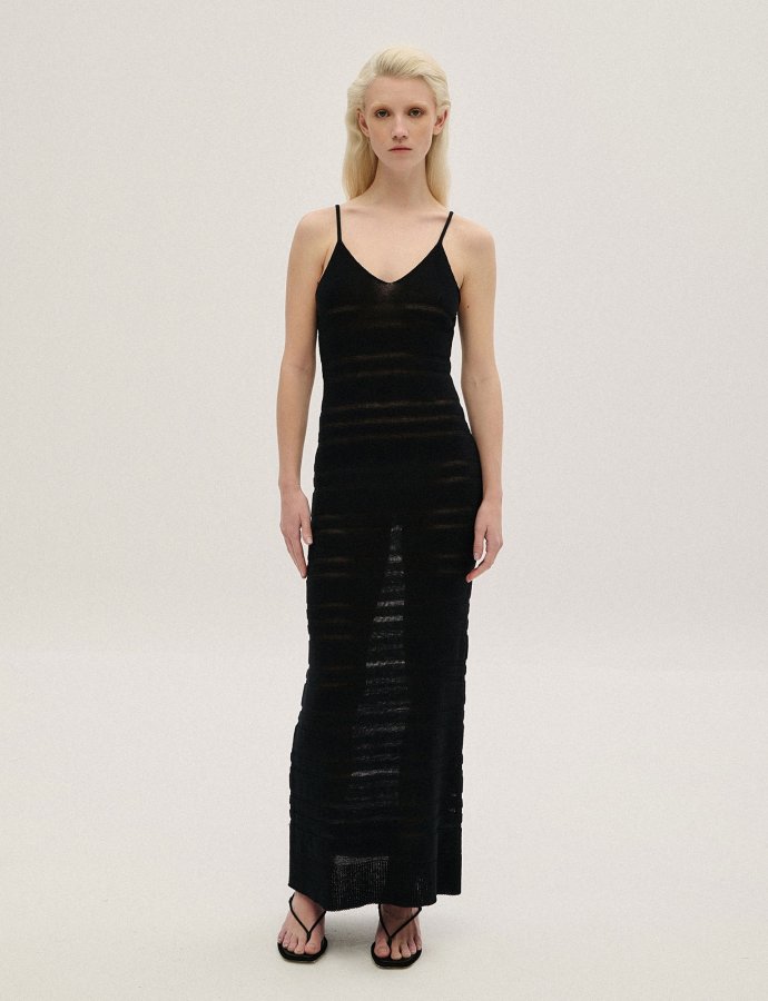 Maxi knit dress black