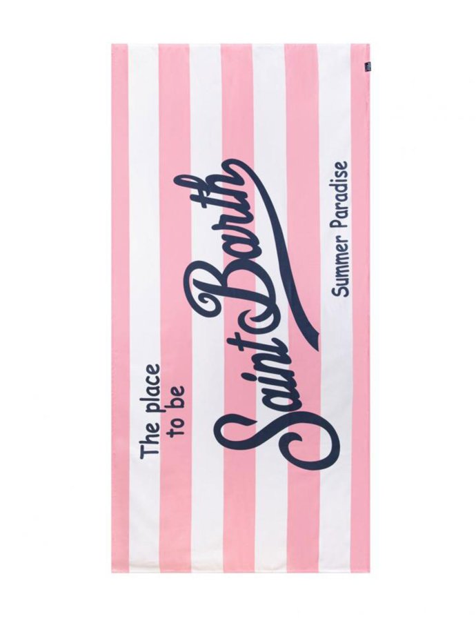 Terry beach towel stripped blue pink