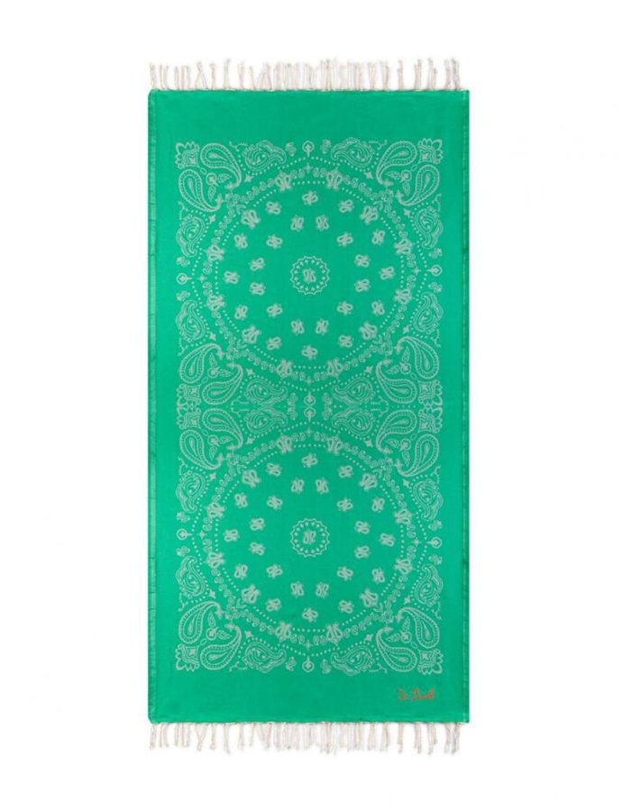 Jacquard beach towel bandana green