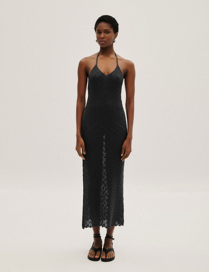 Midi open back dress black