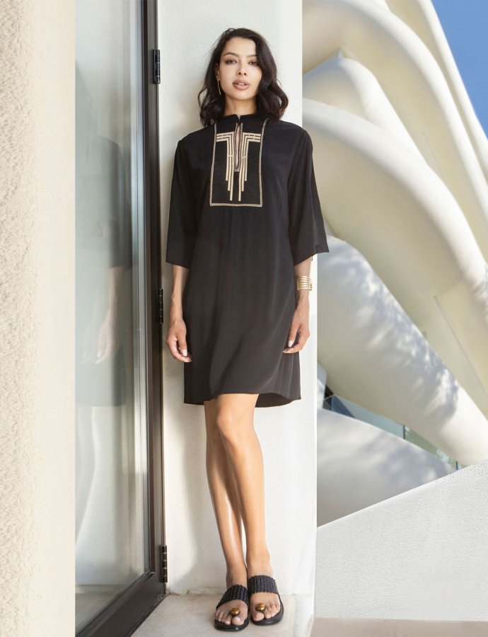 Mini crepe dress black