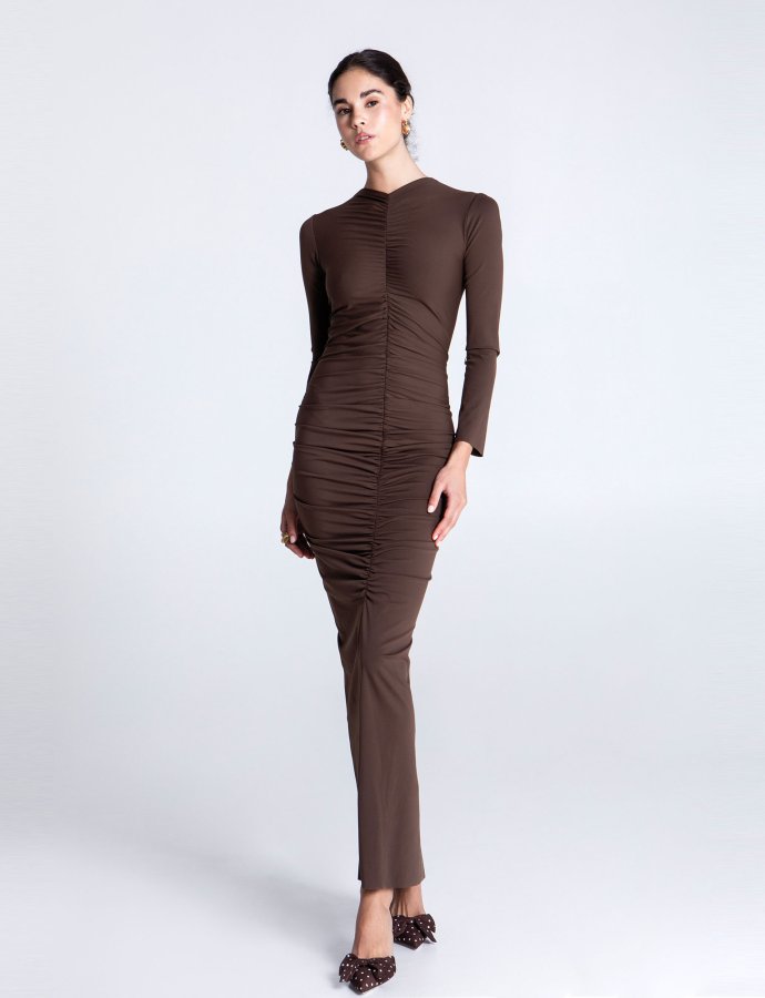 Mocha curved maxi dress