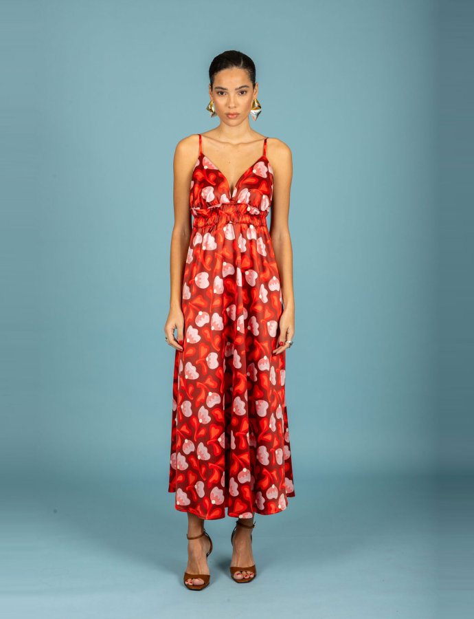Monica satin dress red
