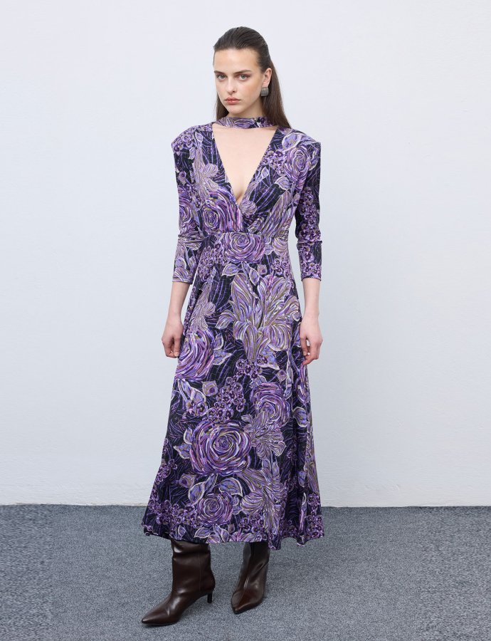 Mosaic anthesis mauve jersey midi dress