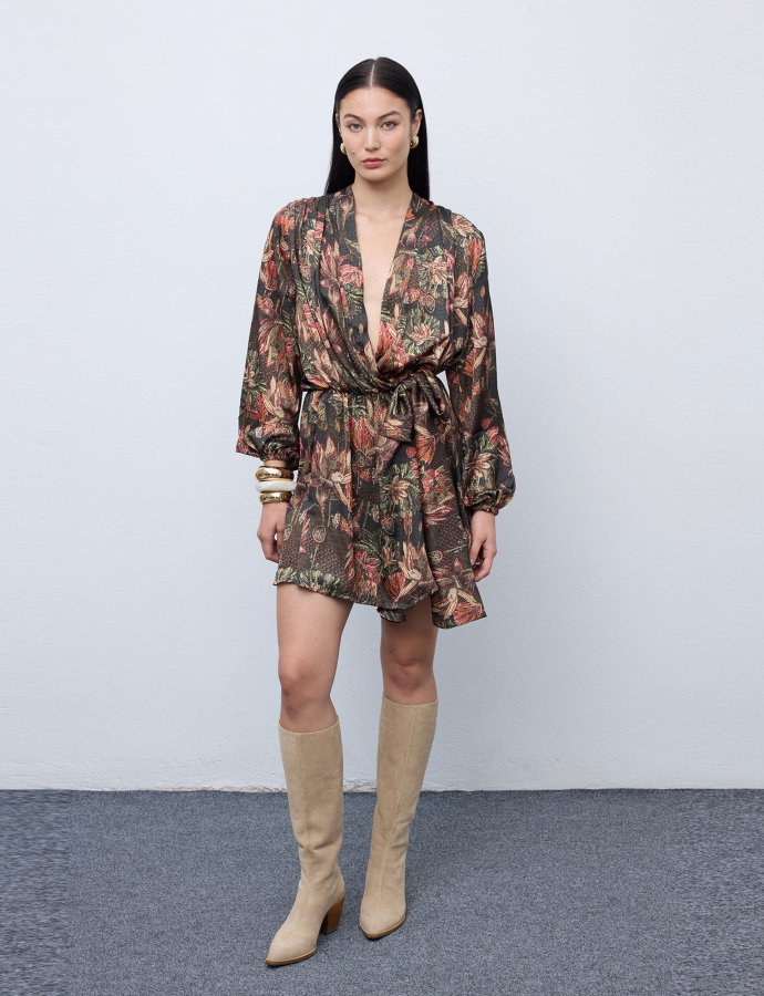Mosaic oasis mini wrap dress