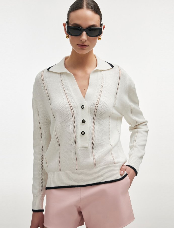 Lauren knitted blouse white/black