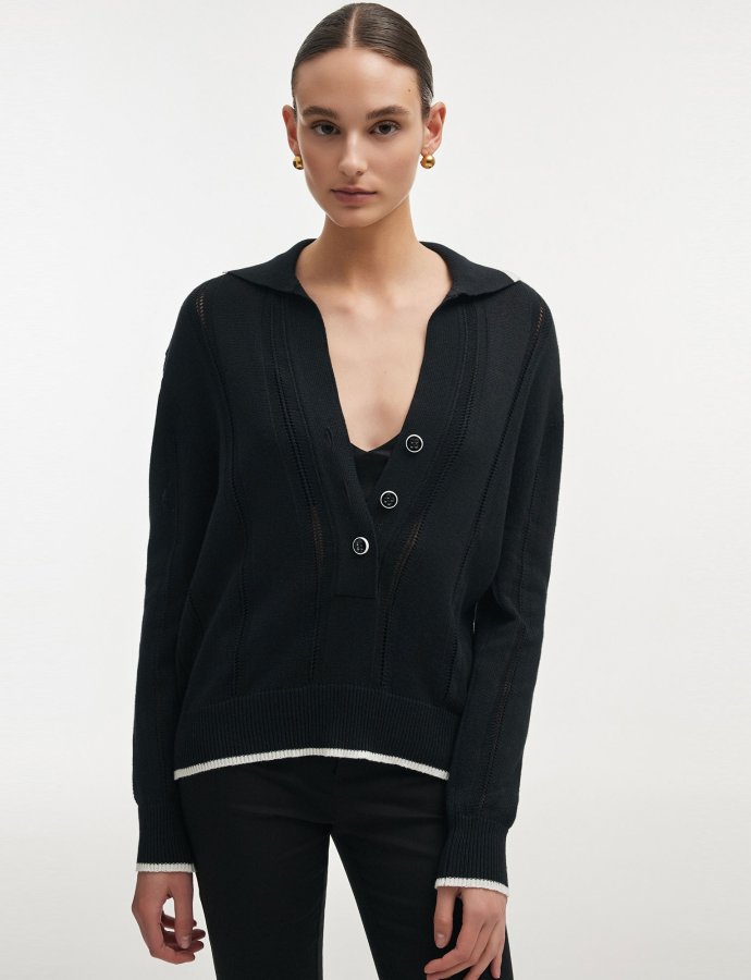 Lauren knitted blouse black/white