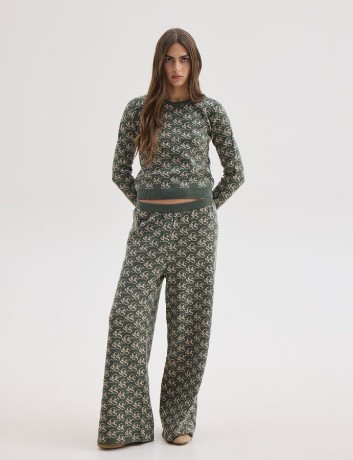 Nancy knit pants khaki/ecru ssg print