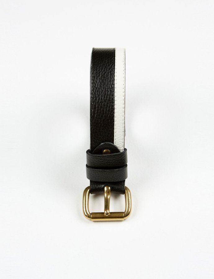 Contrast leather belt B&W