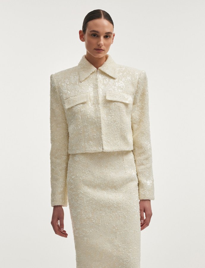 Petra cropped blazer white