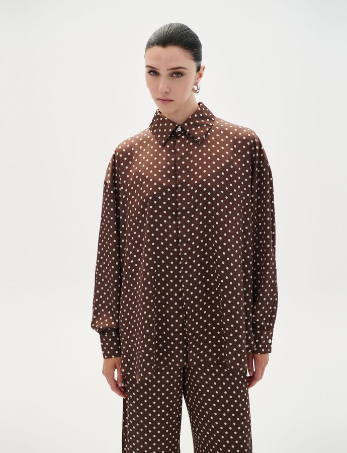 Polka dot shirt brown
