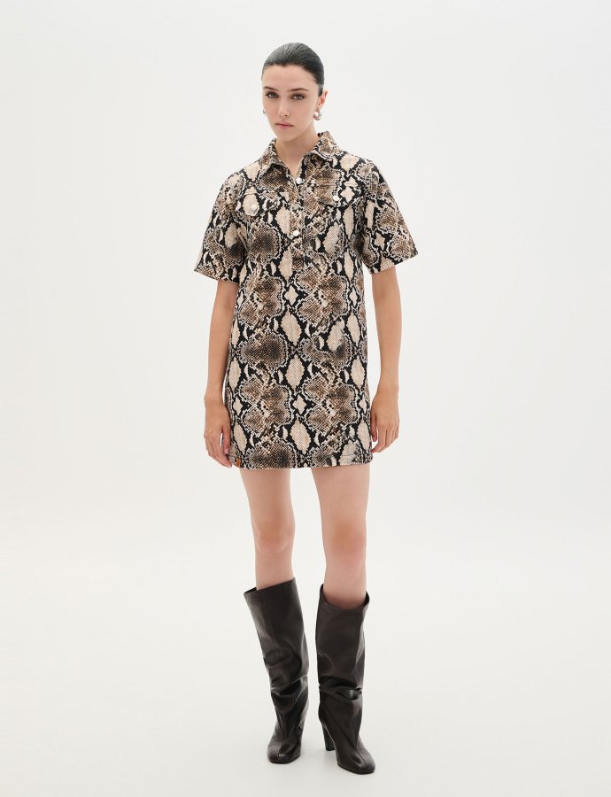 Python mini denim dress