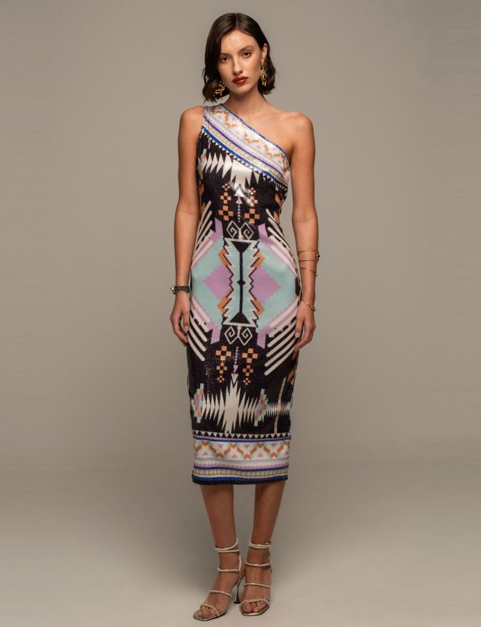 Quantum sequin long dress