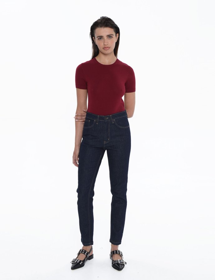 Rina skinny elastic denim pants ocean blue