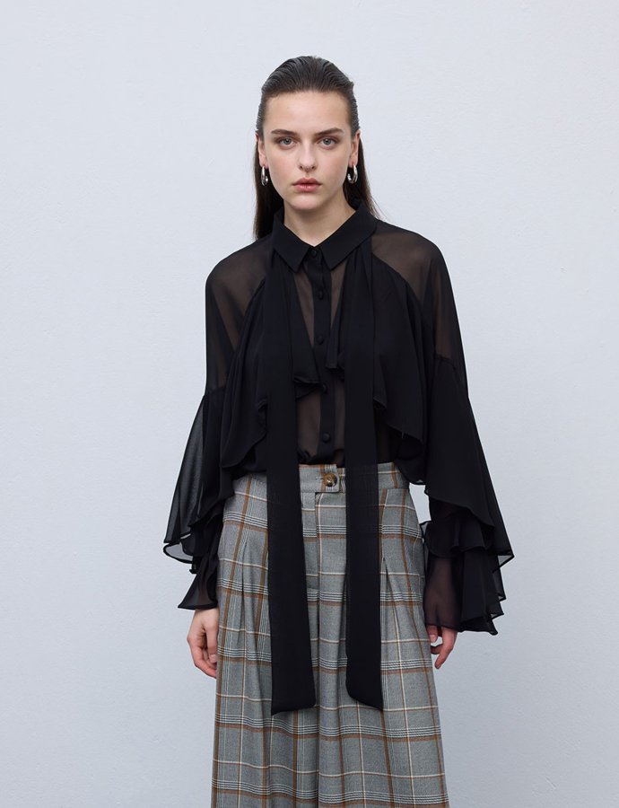 Ruffle shirt black