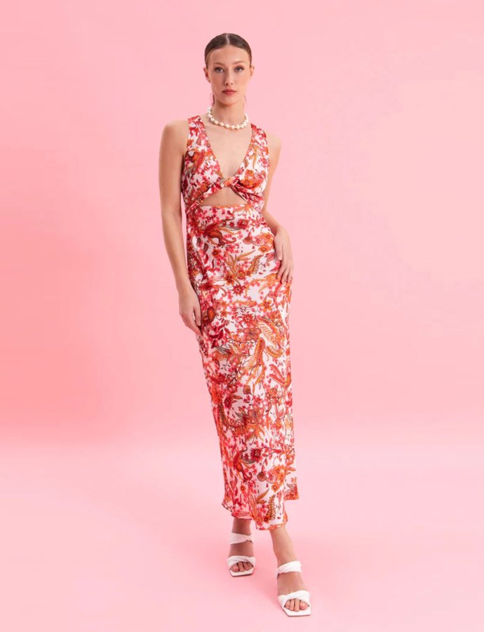Rustic romance midi satin dress