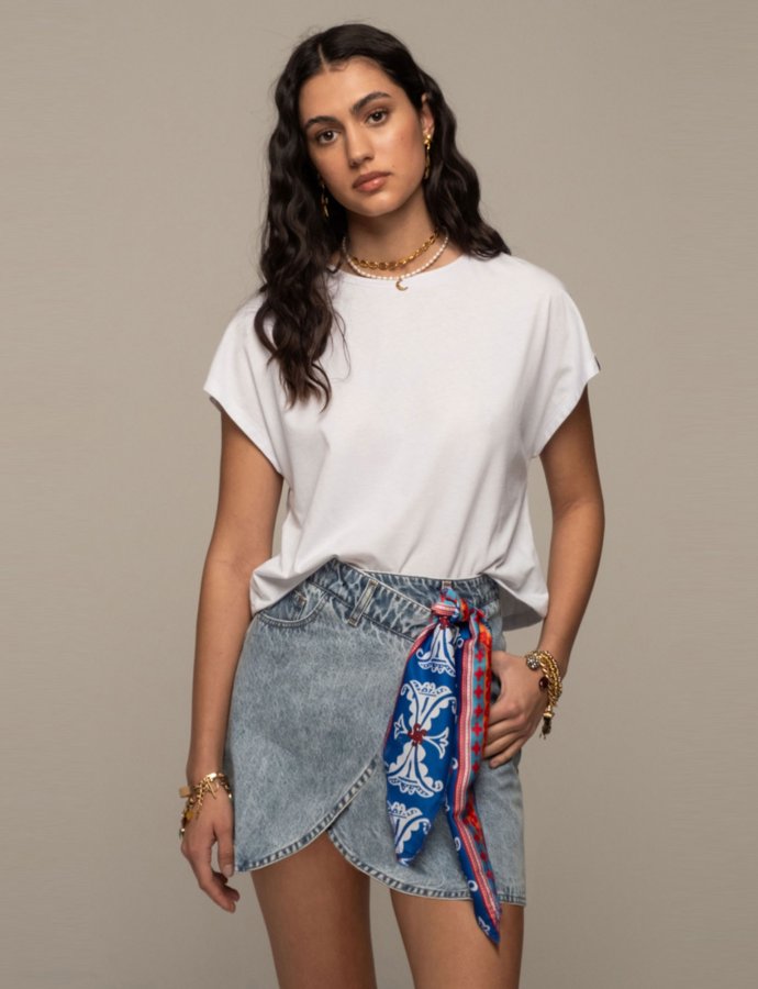 Karmic denim mini skirt blue