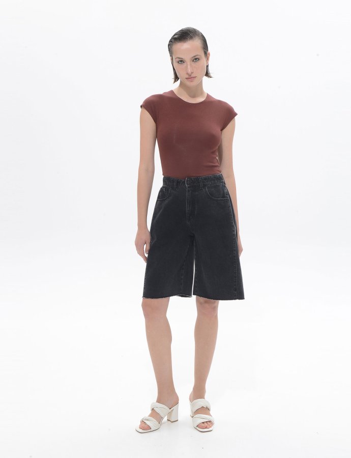 Amelia denim bermuda black