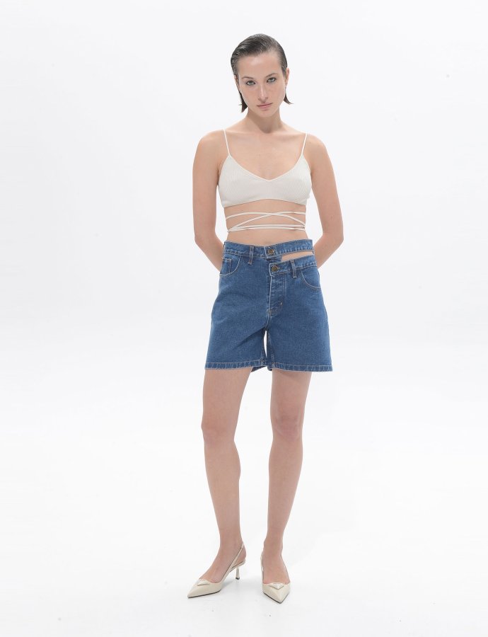Brenda denim shorts mid blue