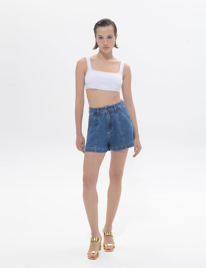 Britney denim shorts mid blue