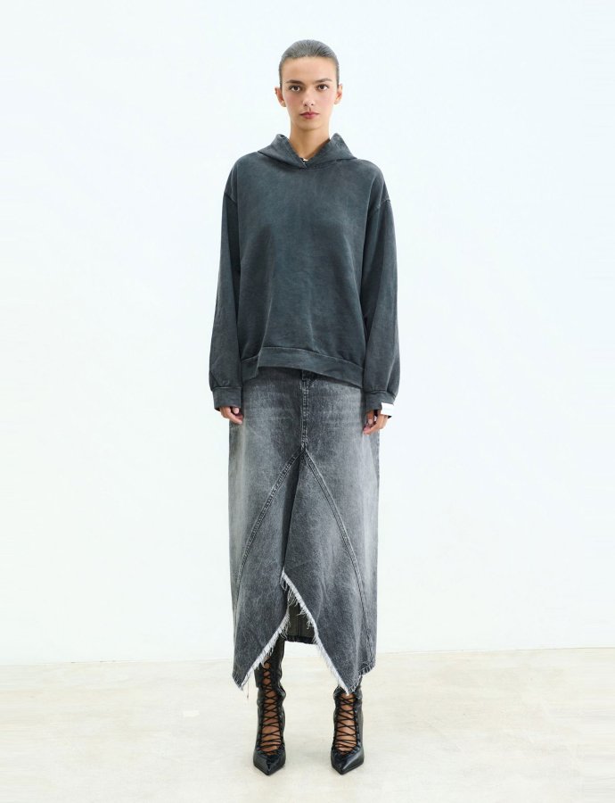 Adele stone black denim skirt
