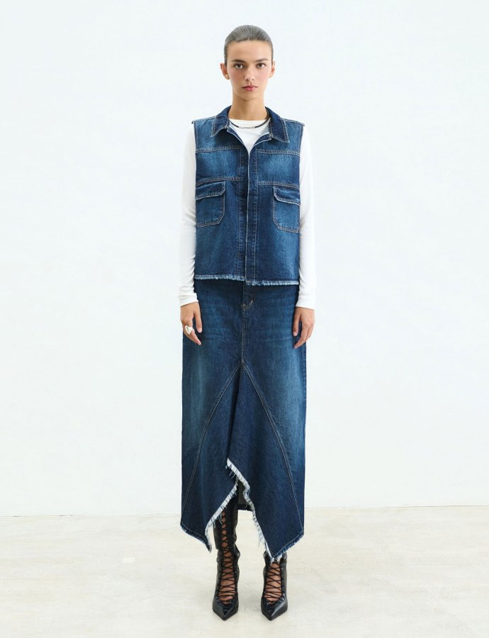 Adele ocean blue denim skirt