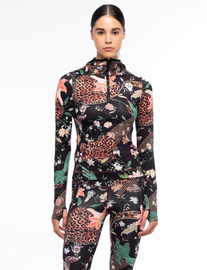 Sacred wild fitted active zip hoodie with thumbholes