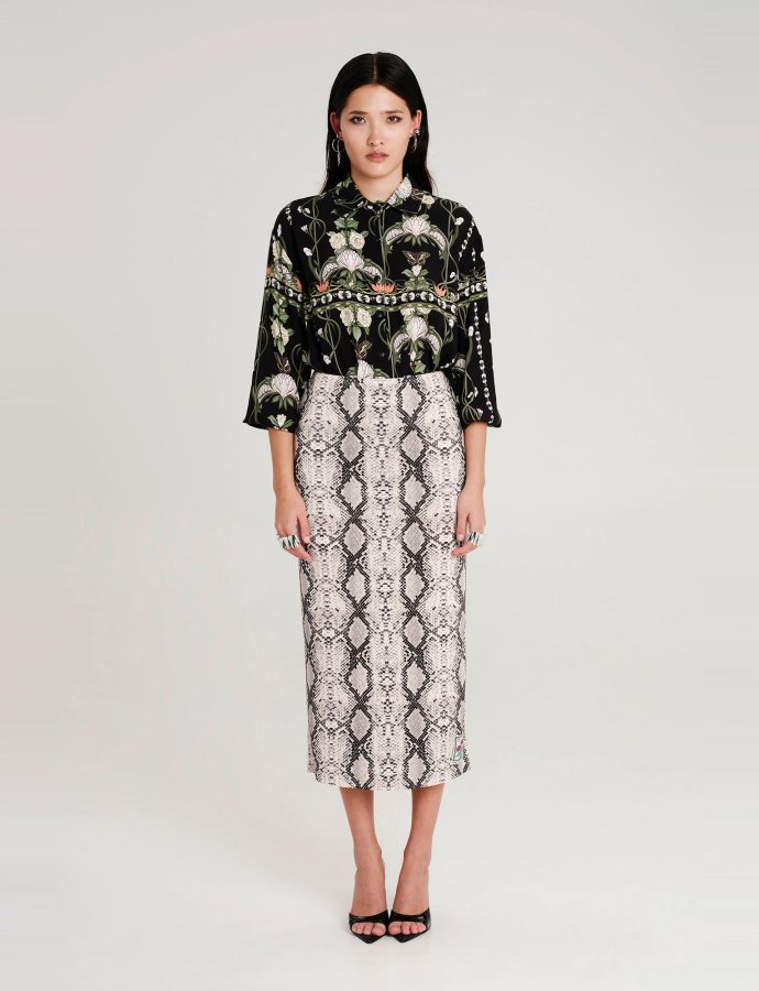 Serpentine midi skirt