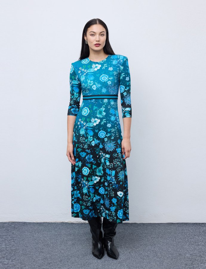 Skyfall blossom jersey midi dress