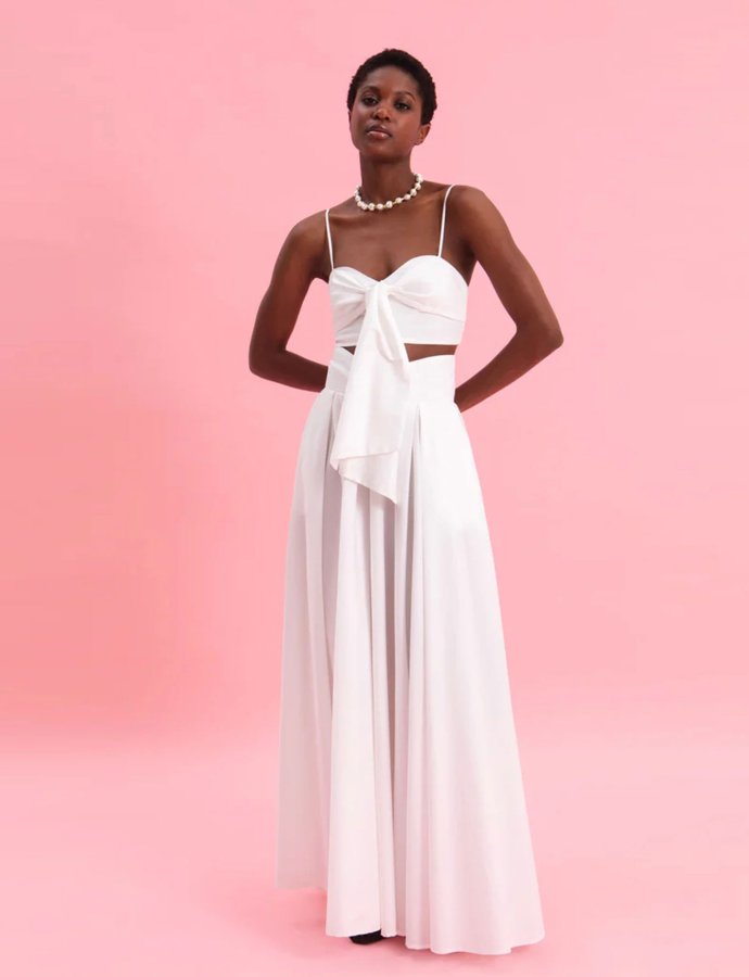 Snow white poplin maxi skirt