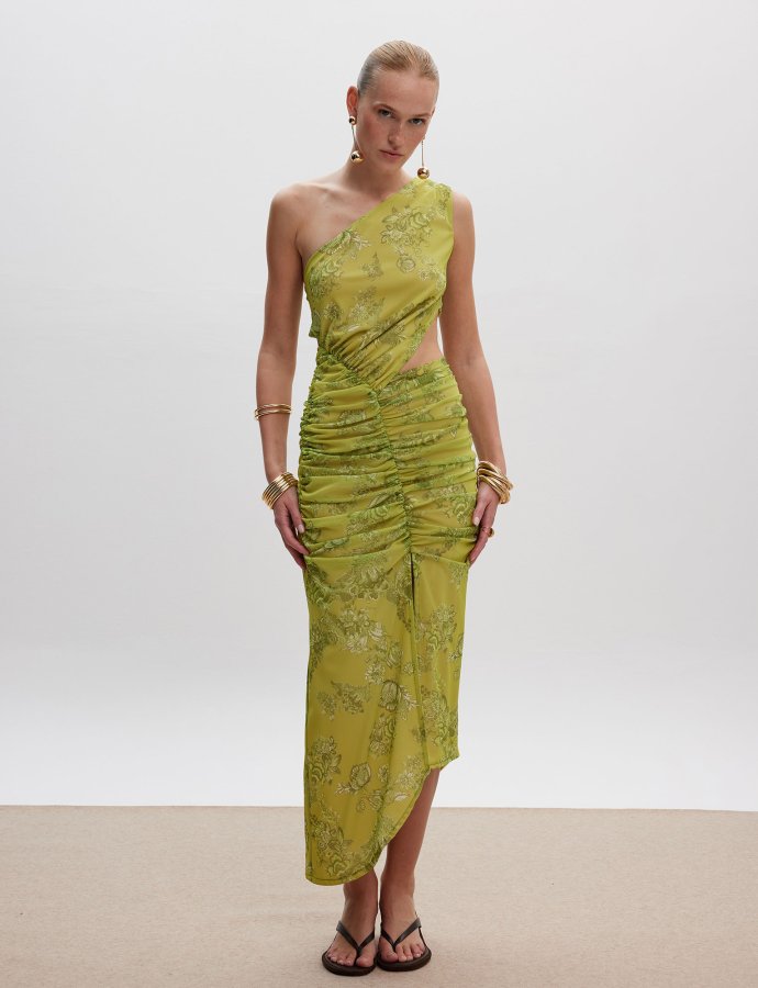 Sunny lime mesh midi dress