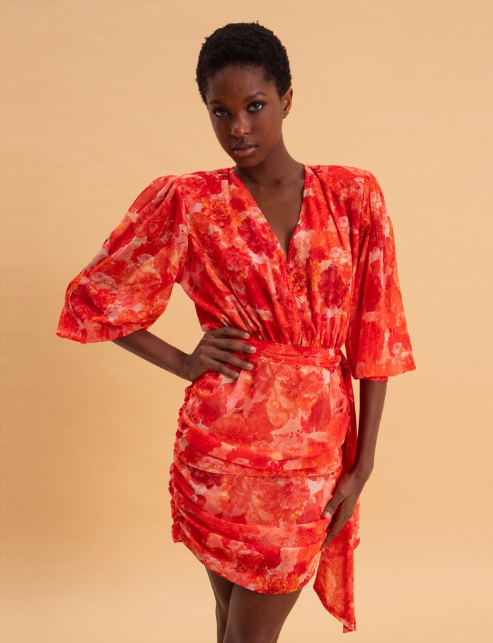 Sunset dream mini dress gold details