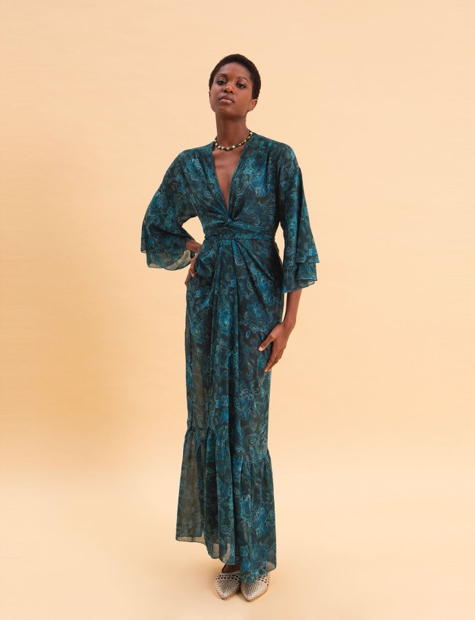 Teal elegance kimono