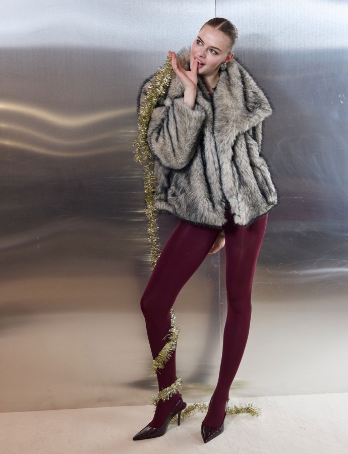 Tromso crop  fur black beige