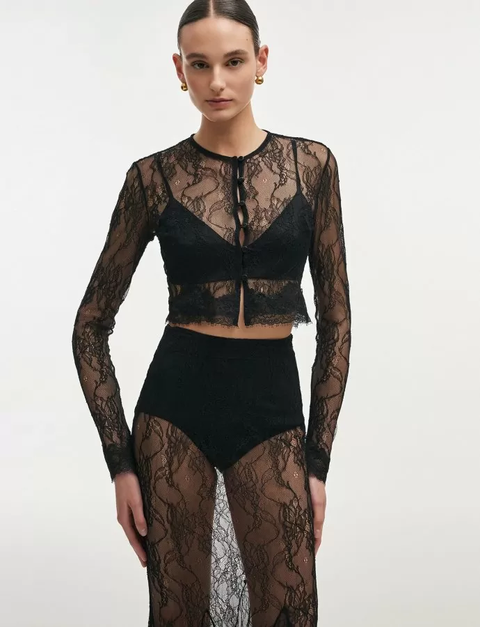 Veil cardigan top black