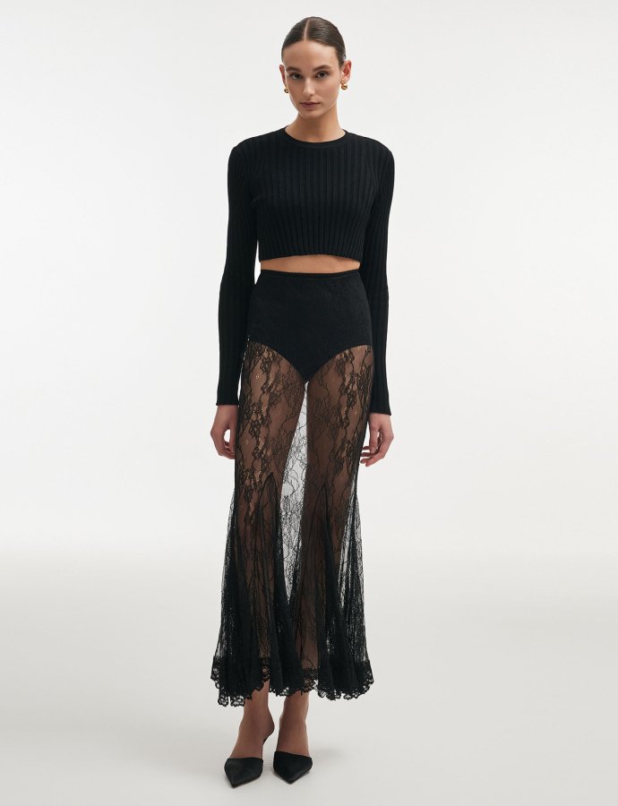 Veil maxi skirt black