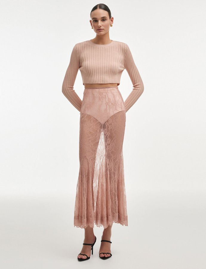 Veil maxi skirt pink