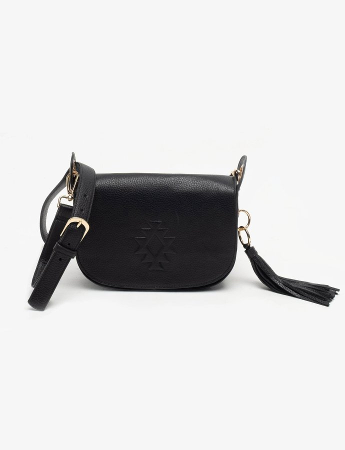 Karma tassel crossbody flap bag black