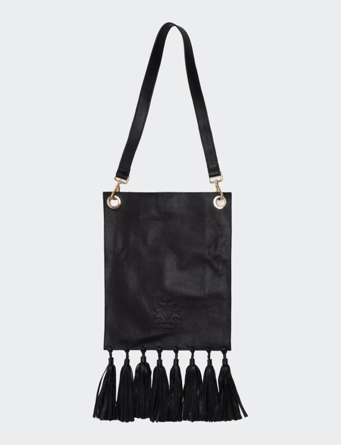 Karma tassel tote bag black