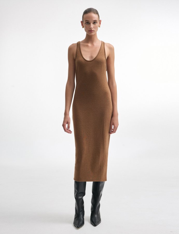 Whitney sleeveless dress brown