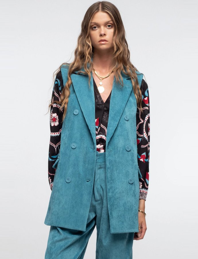 Willow sleeveless blazer teal