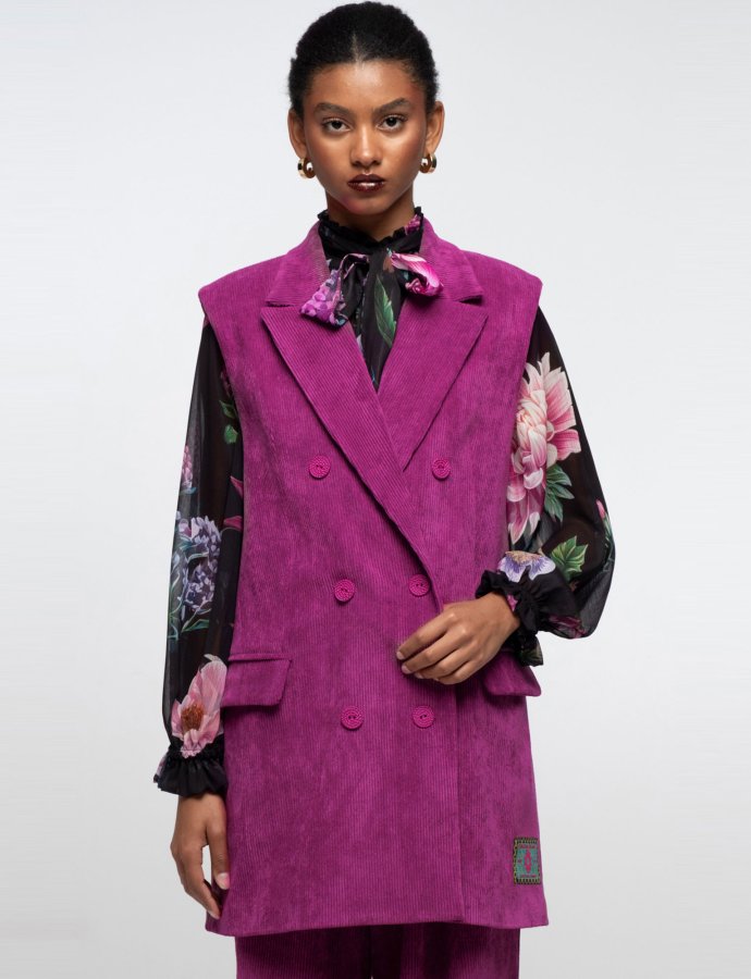 Wisteria sleeveless blazer purple